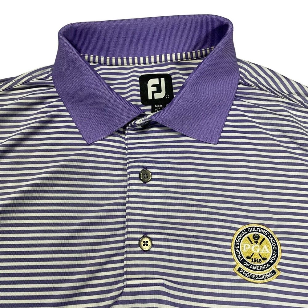 FootJoy Titleist PGA Professional Golf Shirt Mens SS Polo L Large Lavender White
